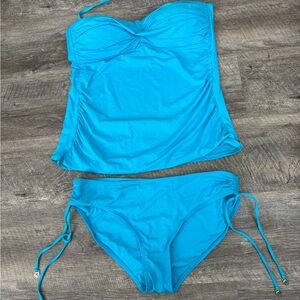 Anne Cole Tankini Swim Set Turquoise Color Top is an XL Bottoms are M
